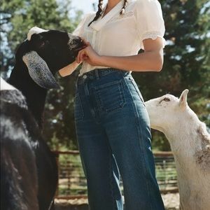 Reformation Alyssa Patch Pocket High Rise Wide Leg Jeans (LIKE NEW)